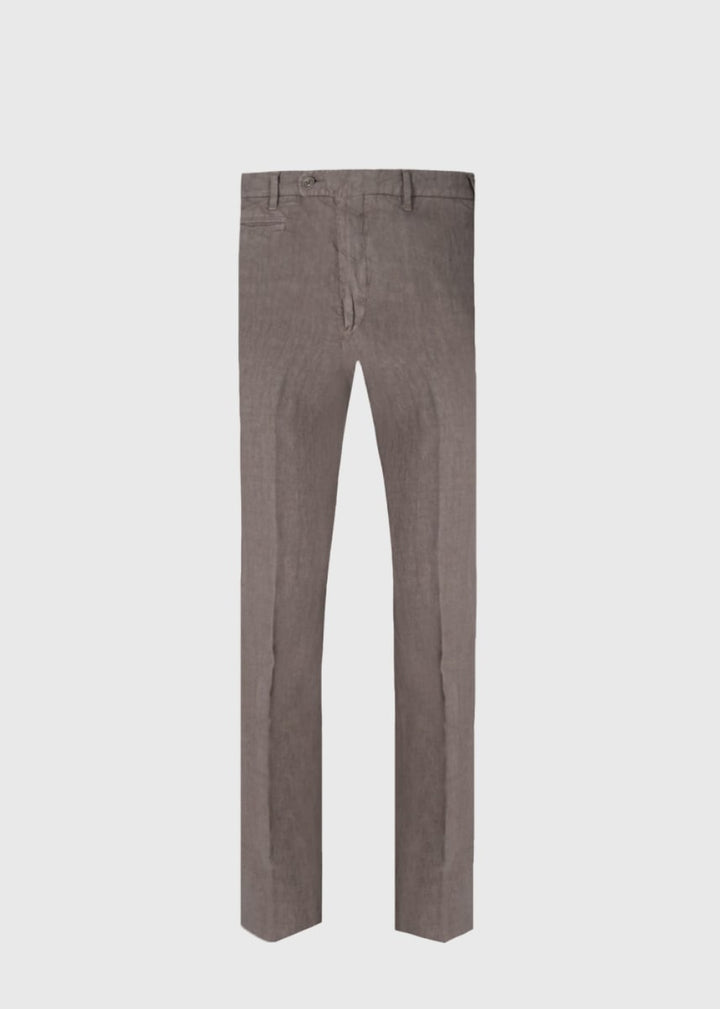 Garment Dyed Linen Trouser - Olive - Trouser