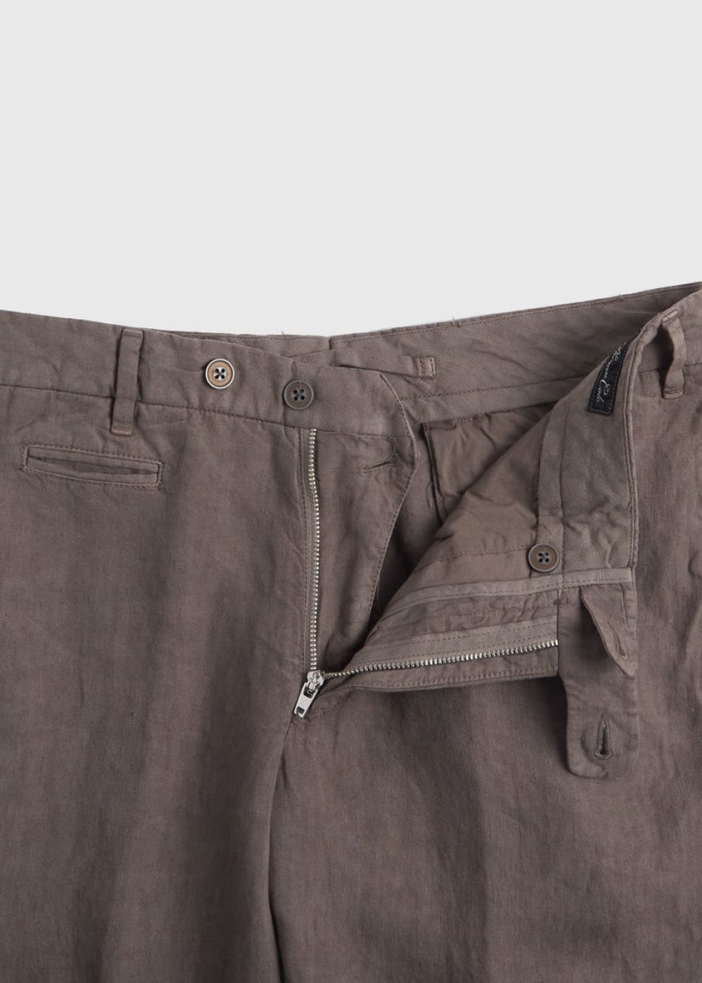 Garment Dyed Linen Trouser - Olive - Trouser