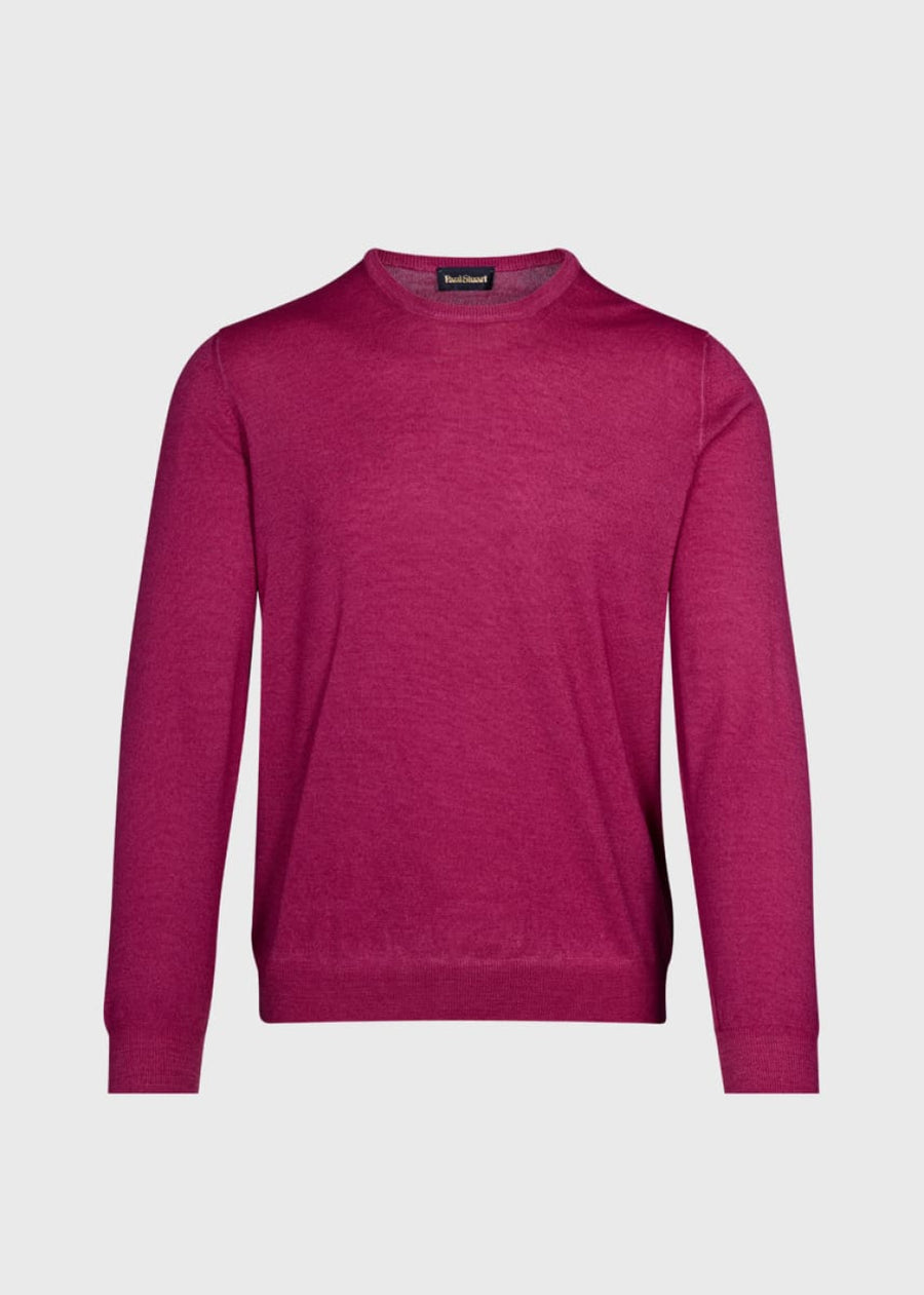 Garment Dyed Wool Crewneck Sweater - Berry - Sweater