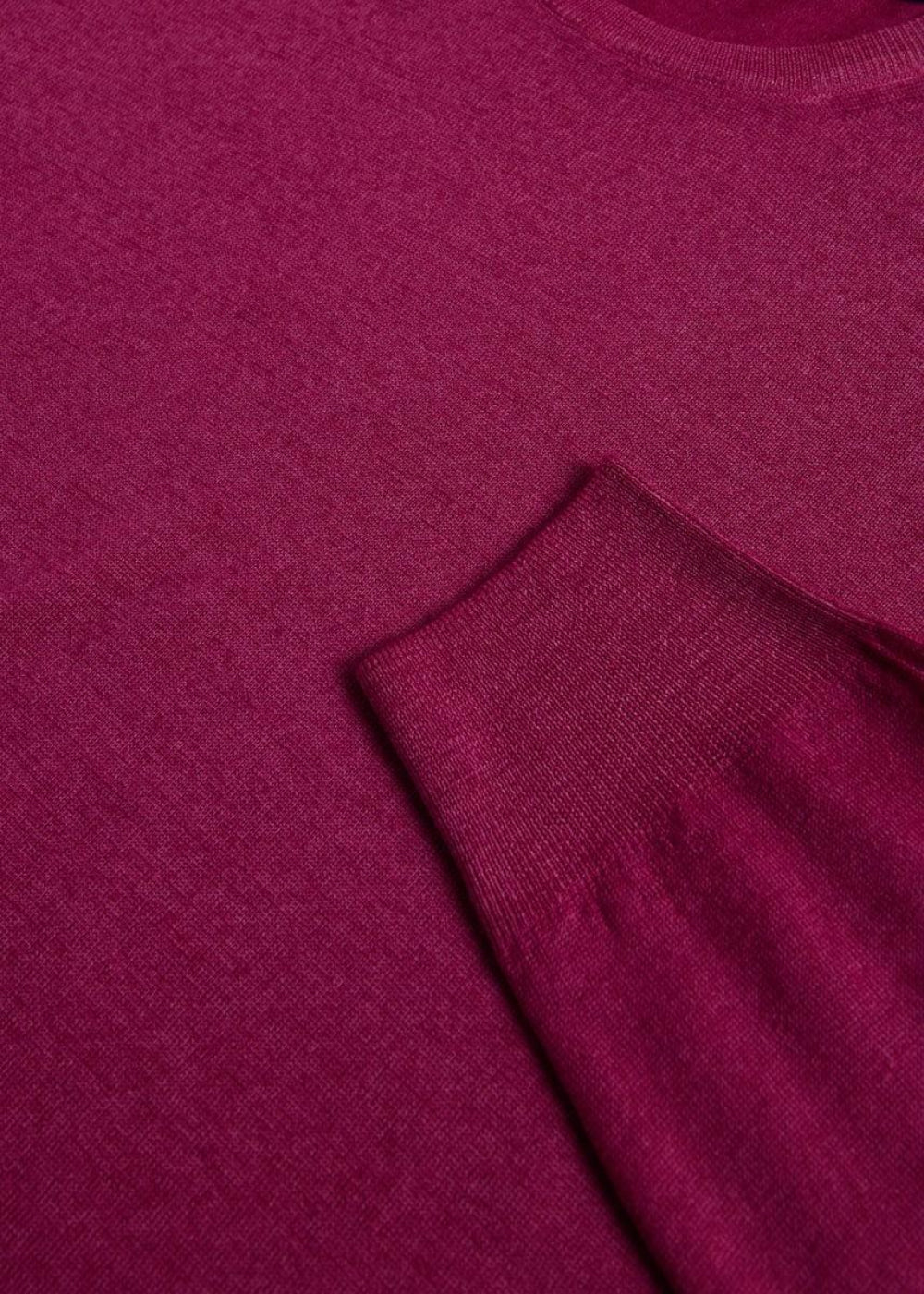 Garment Dyed Wool Crewneck Sweater - Berry - Sweater
