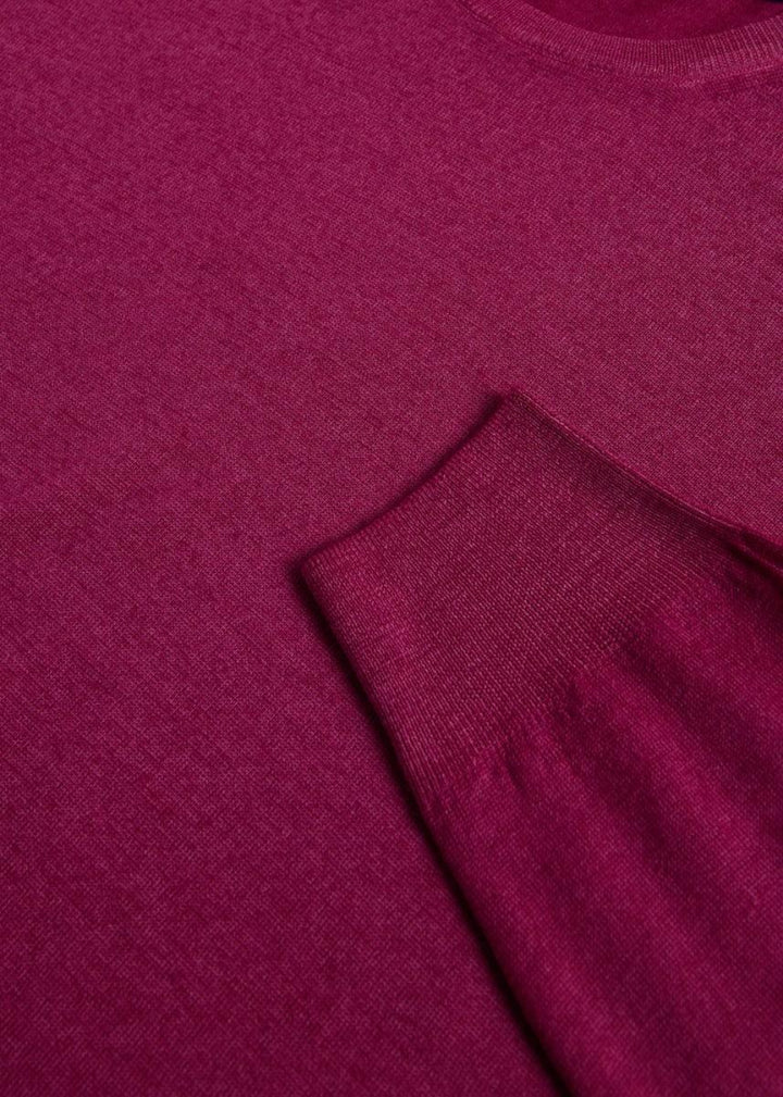 Garment Dyed Wool Crewneck Sweater - Berry - Sweater