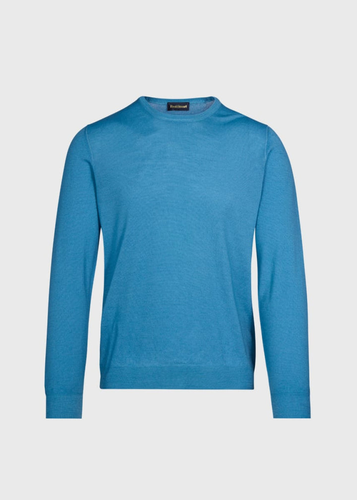Garment Dyed Wool Crewneck Sweater - Blue - Sweater
