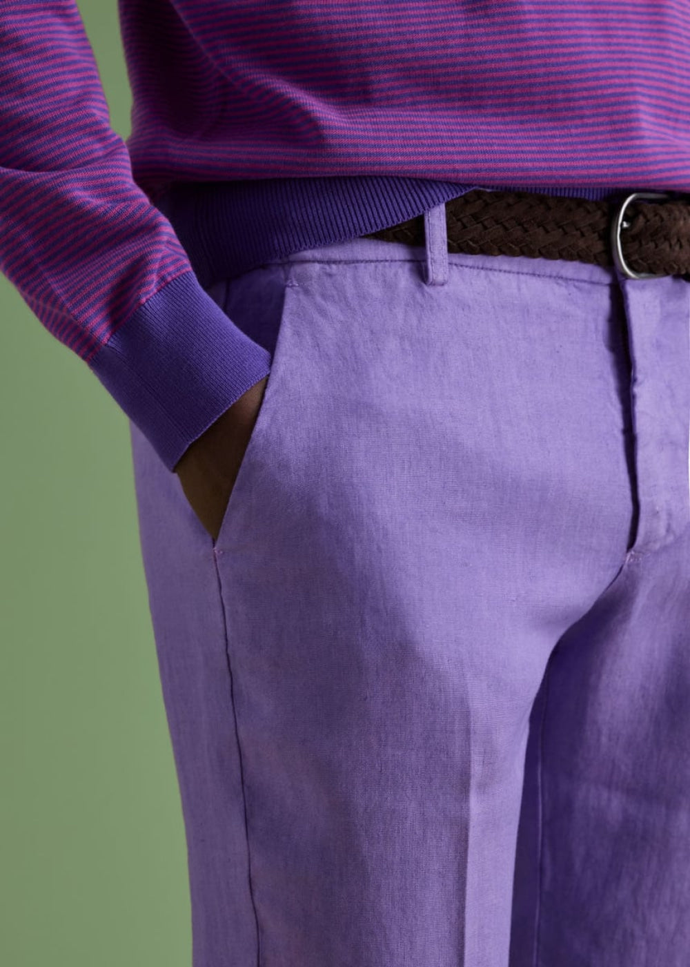 Garment Washed Linen Pant - Lilac - Pants