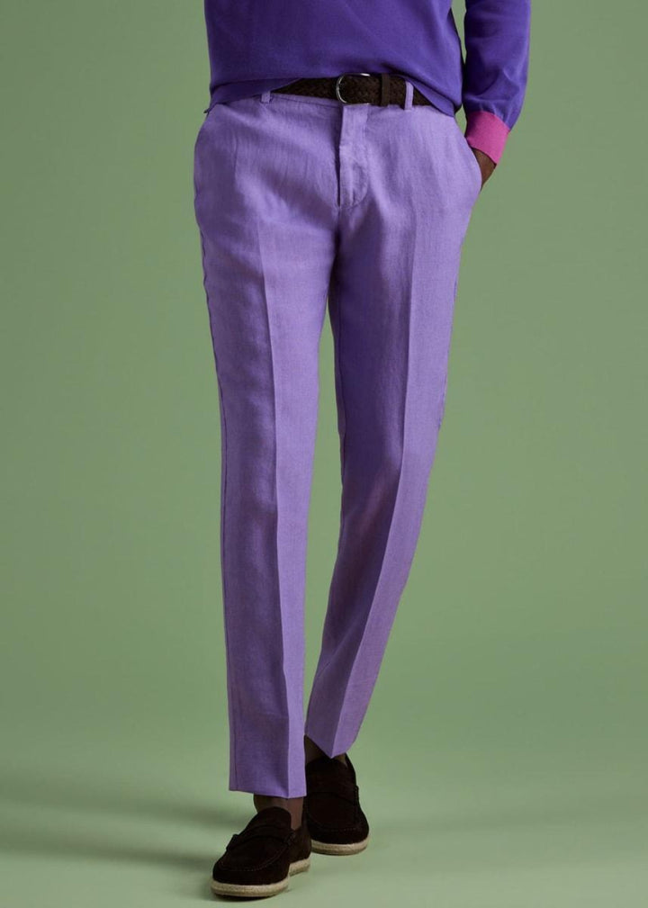 Garment Washed Linen Pant - Lilac - Pants