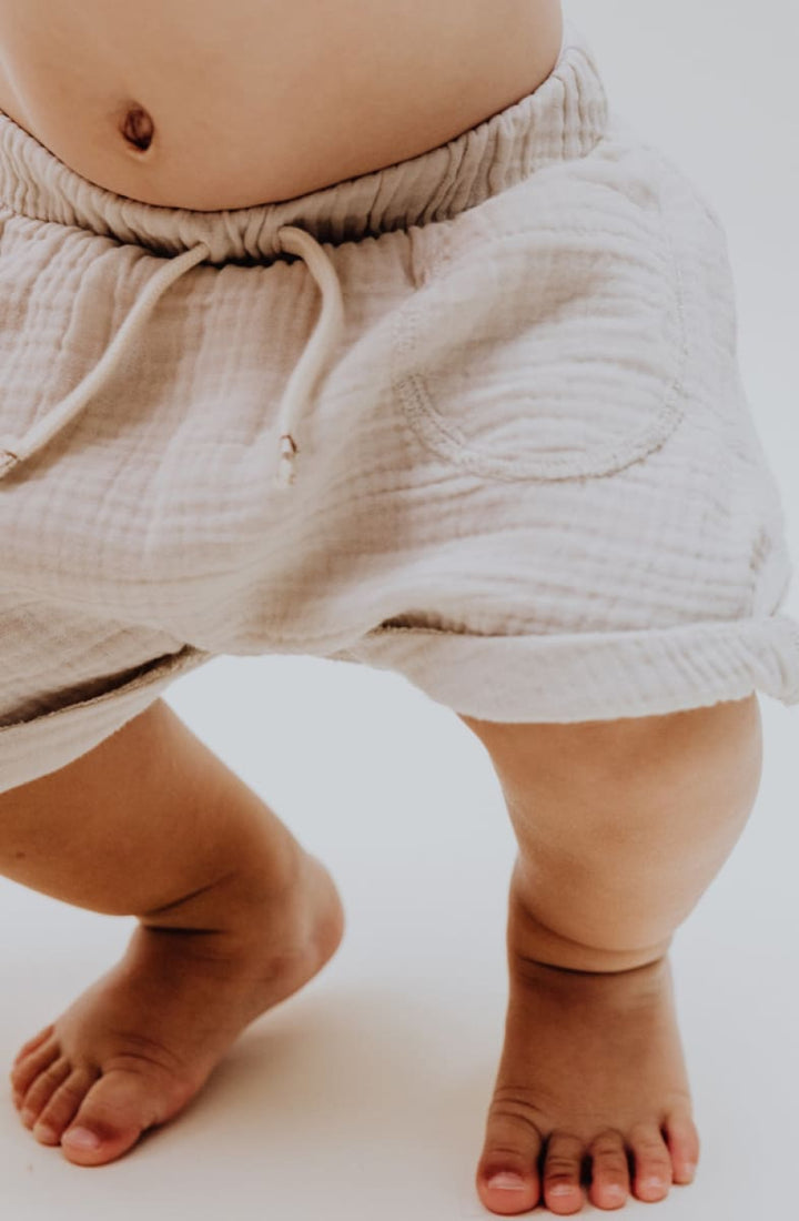 Gauze Baby Shorts - Stone - Shorts