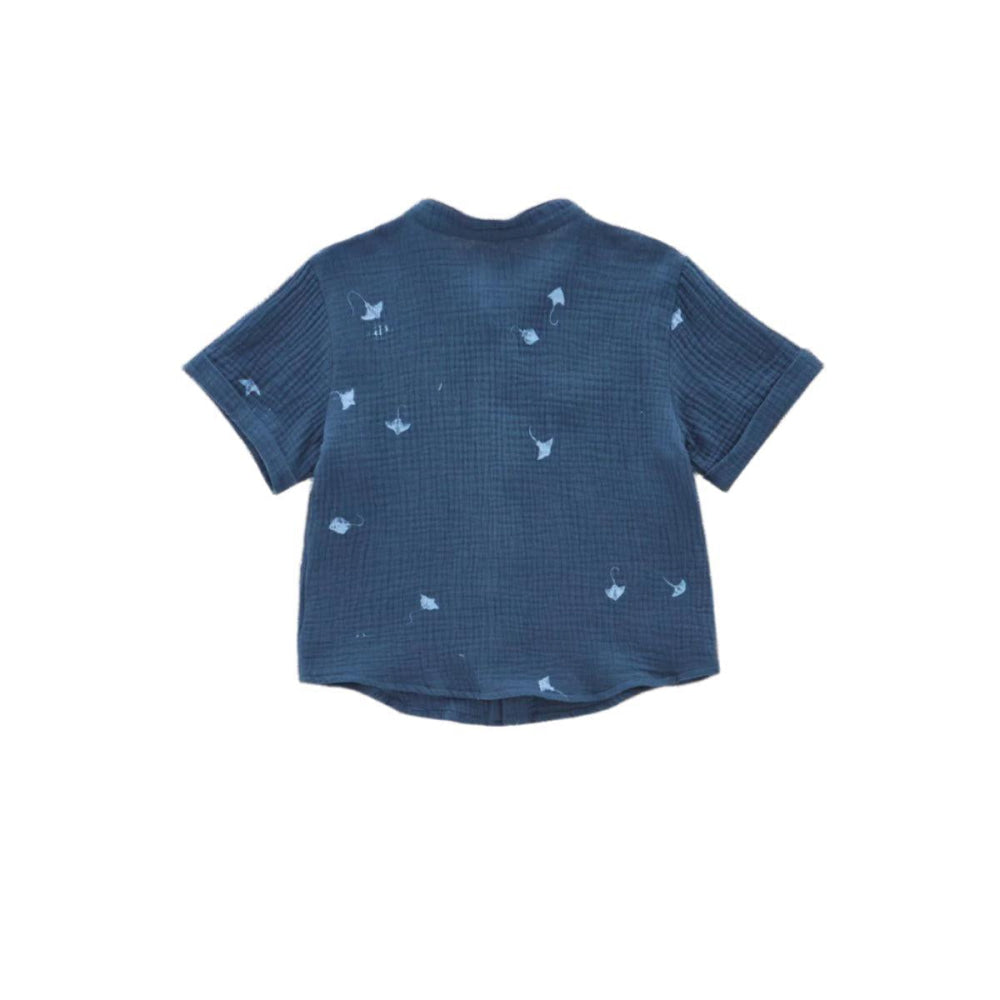 Gauze Button Up Shirt - Navy - Button Down Shirt