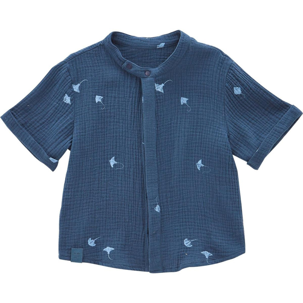 Gauze Button Up Shirt - Navy - Button Down Shirt
