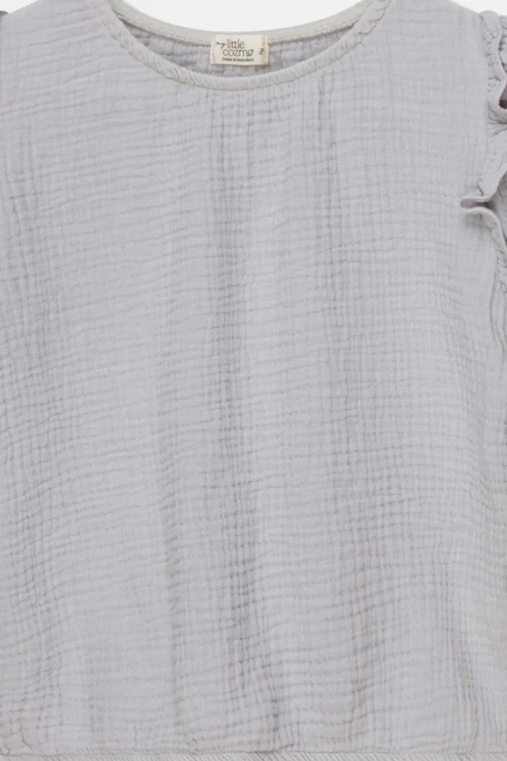 Gauze crop top - Soft grey - 8Y - Crop Top