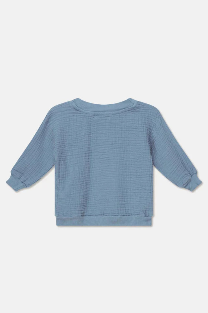 Gauze embroidered baby shirt - Sky blue - Shirt