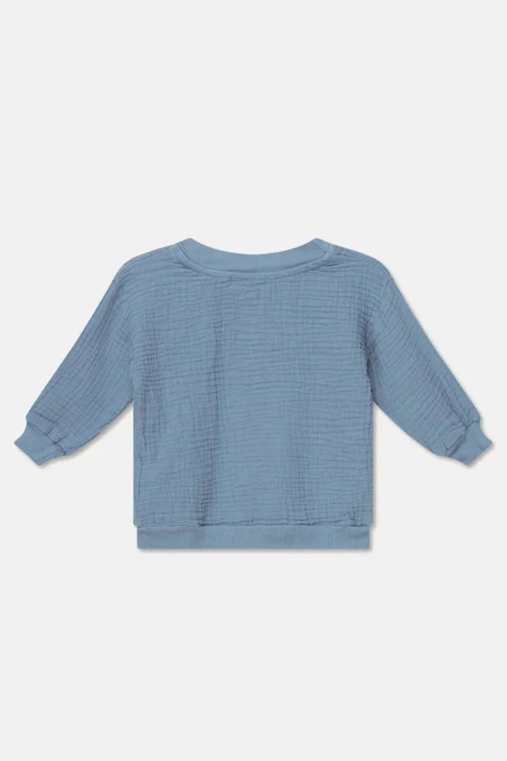 Gauze embroidered baby shirt - Sky blue - Shirt