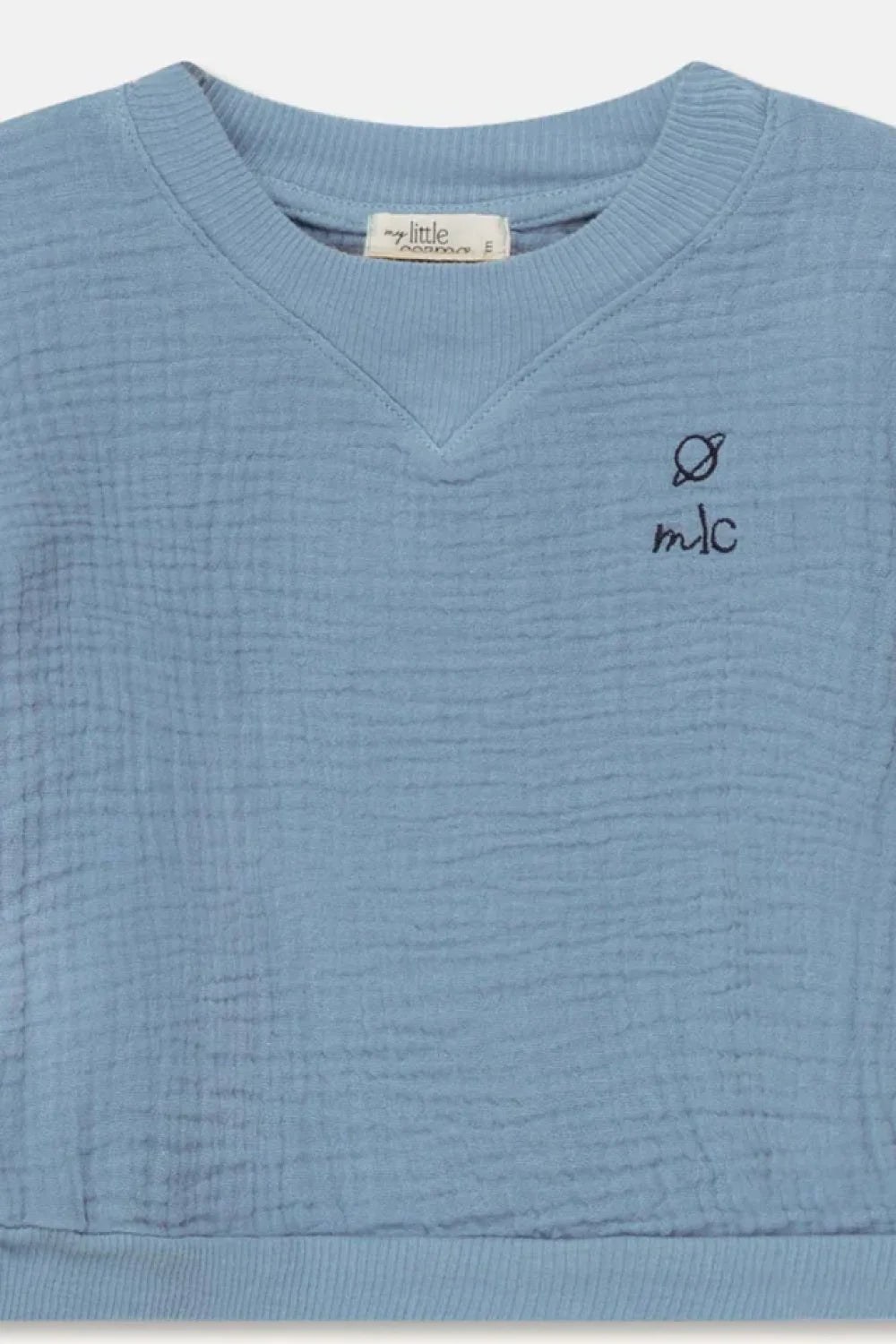 Gauze embroidered baby shirt - Sky blue - Shirt