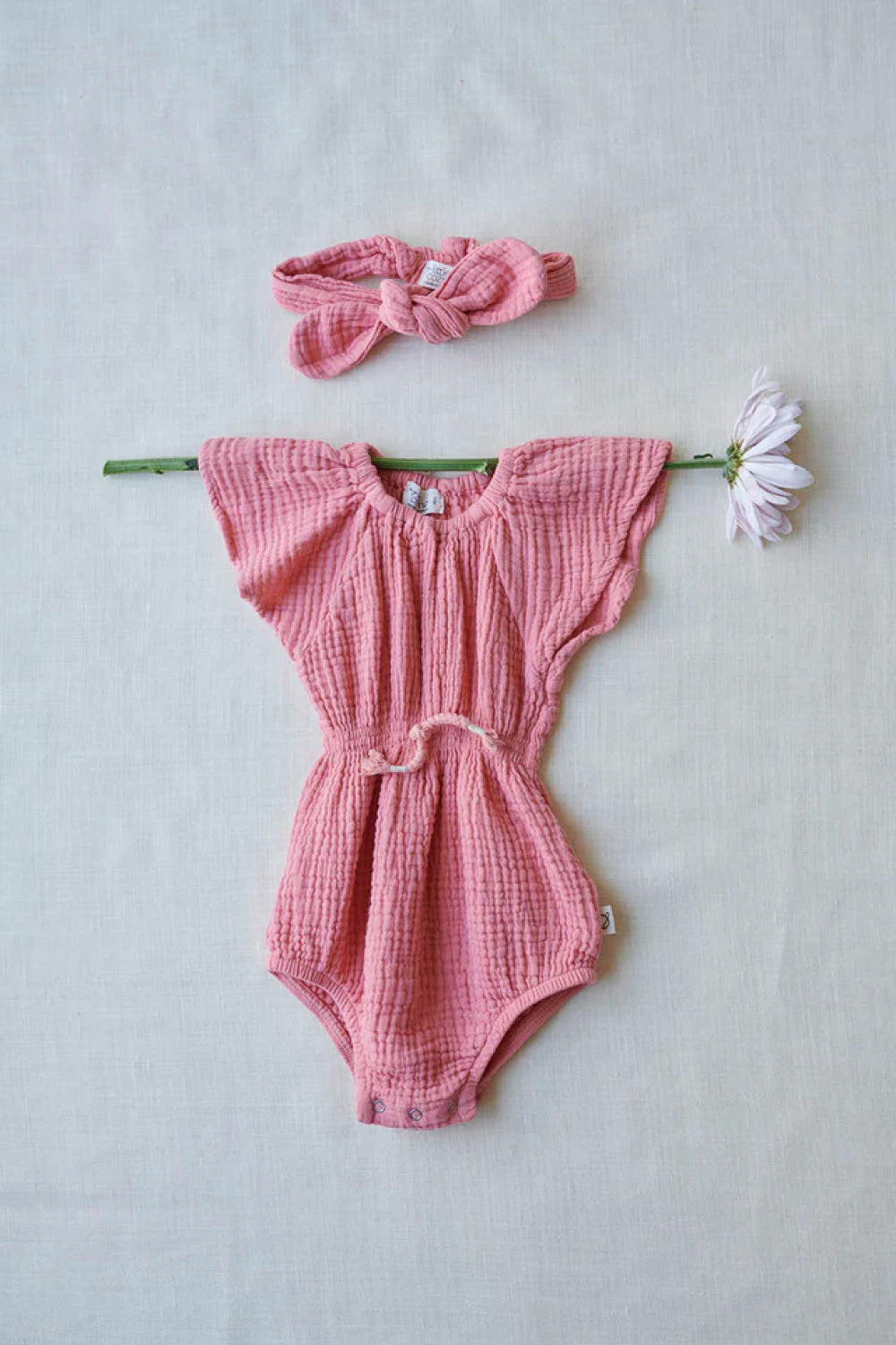 Gauze flutter baby romper - Coral - 3M - Romper