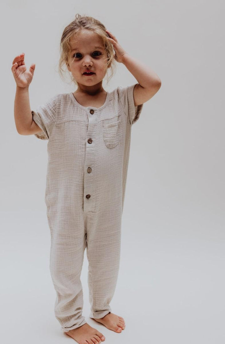 Gauze Jumpsuit - Stone - Jumpsuit