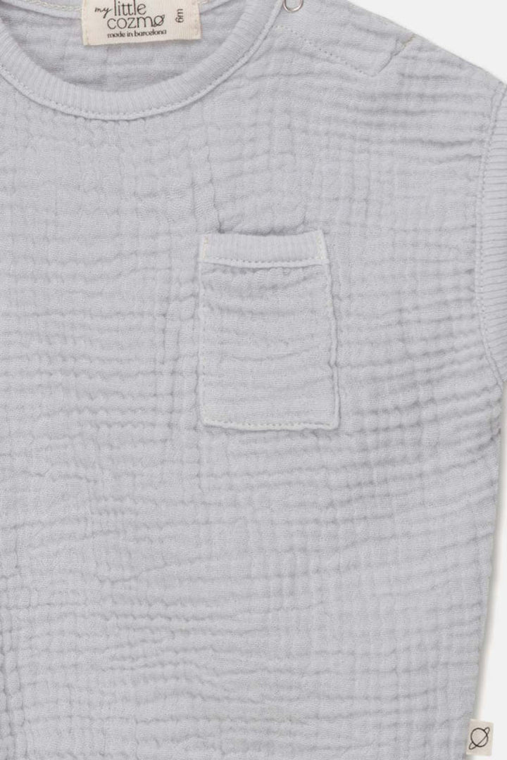 Gauze sleeveless baby top - Soft grey - 6M - Shirt