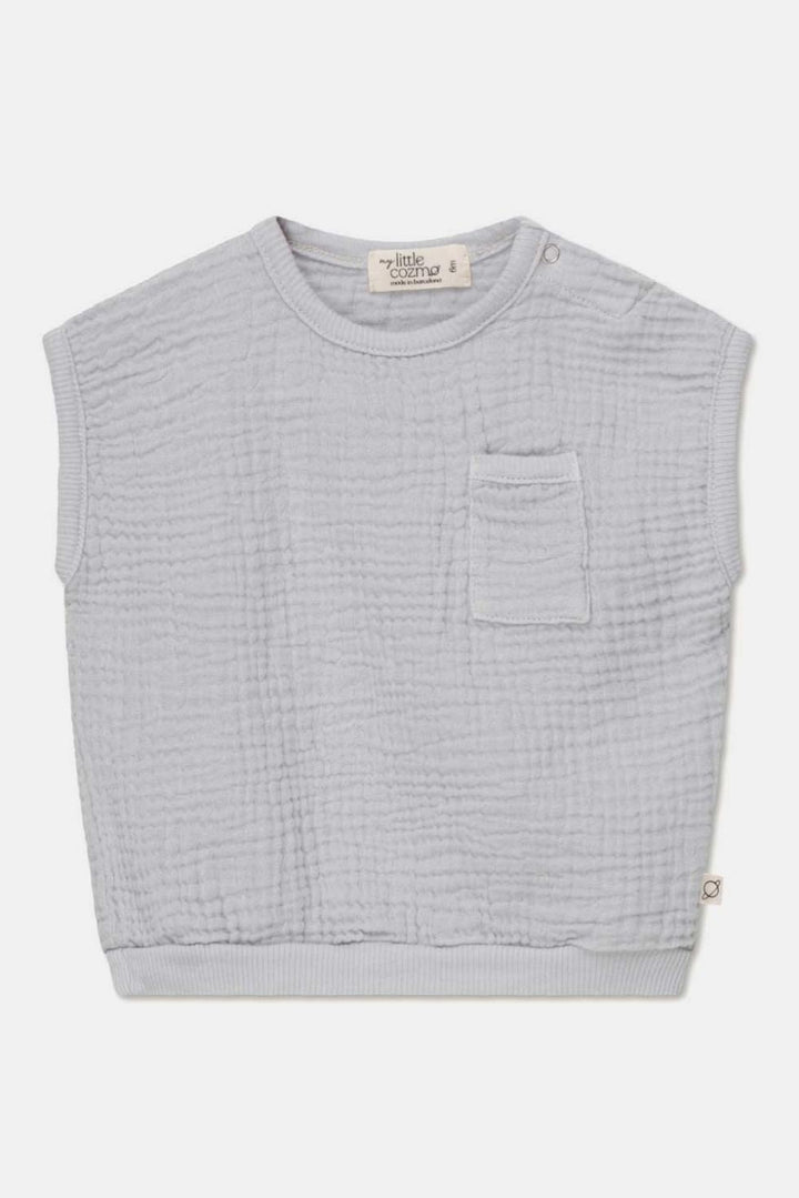 Gauze sleeveless baby top - Soft grey - 6M - Shirt