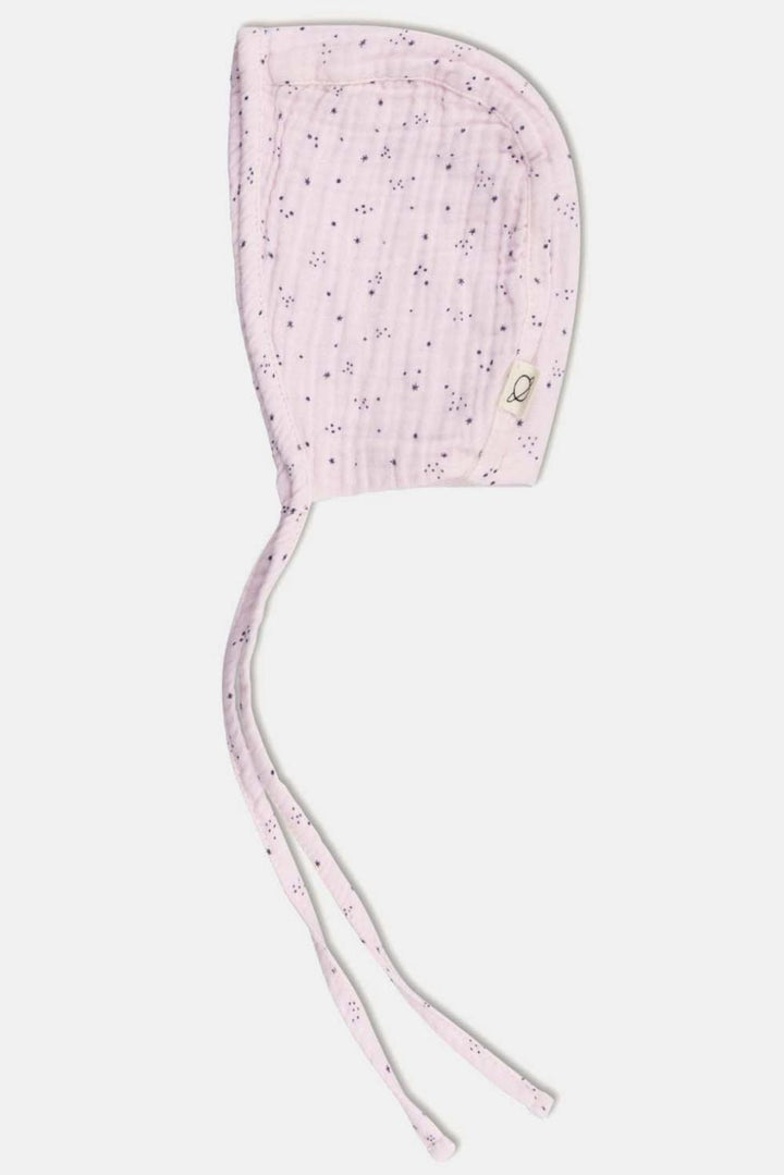 Gauze star-print baby bonnet - Pink - 3-6M - Bonnet