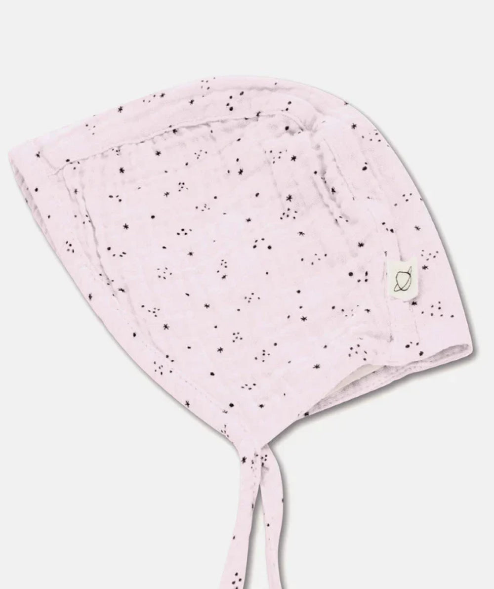 Gauze star-print baby bonnet - Pink - 3-6M - Bonnet