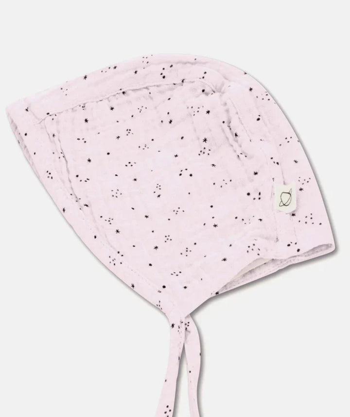 Gauze star-print baby bonnet - Pink - 3-6M - Bonnet