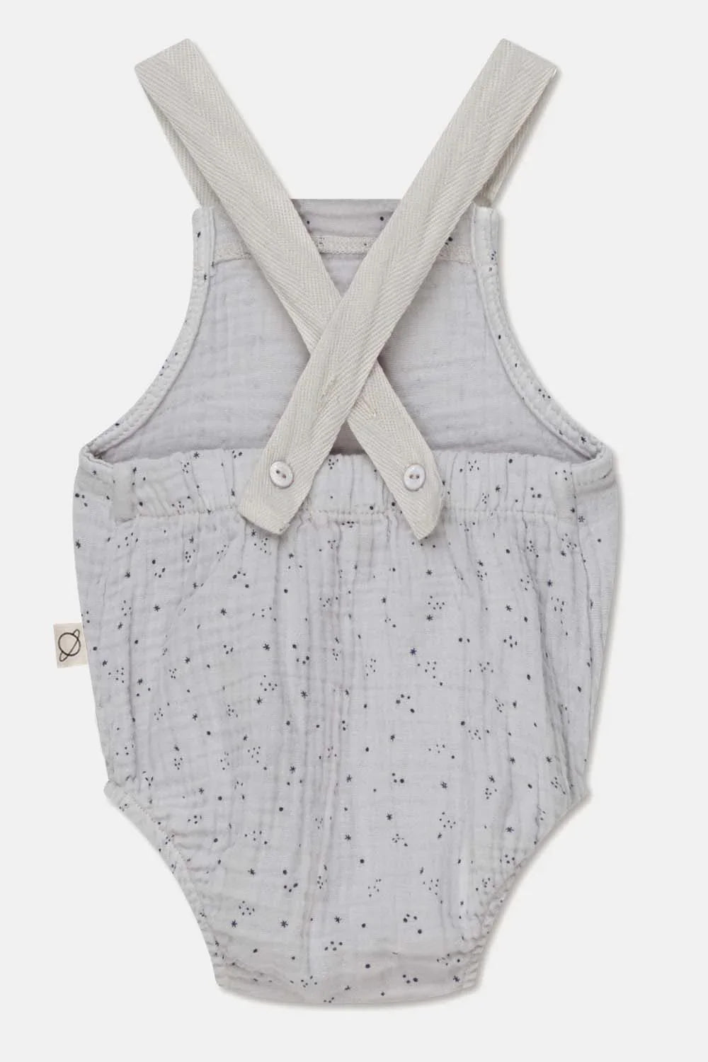 Gauze star-print baby romper - Soft grey - 6M - Romper