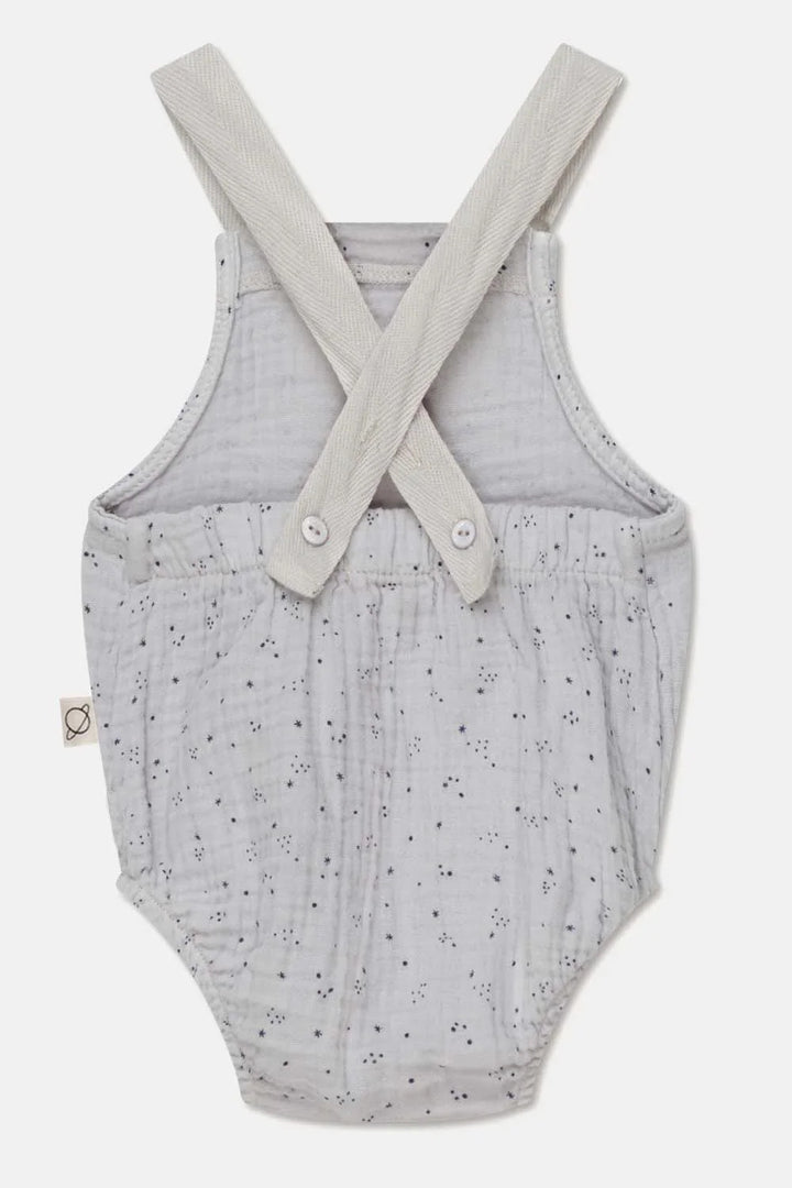 Gauze star-print baby romper - Soft grey - 6M - Romper