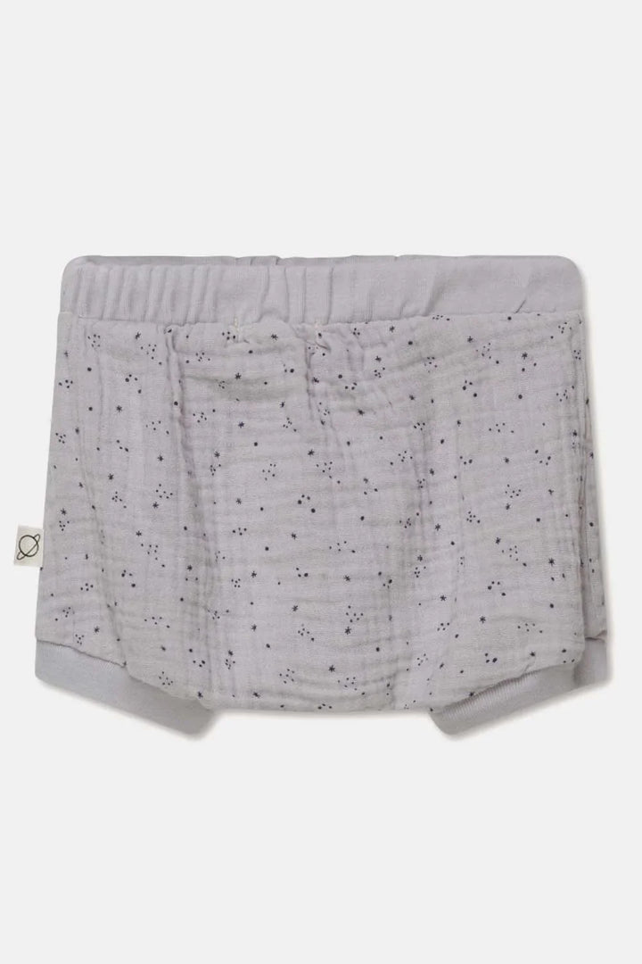 Gauze star-print baby shorts - Soft grey - Bloomer