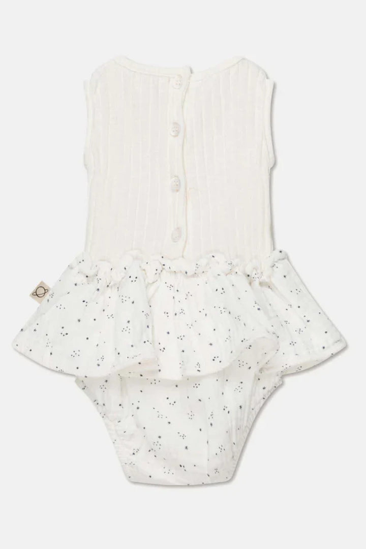 Gauze star-print baby skirt romper - Ivory - Romper