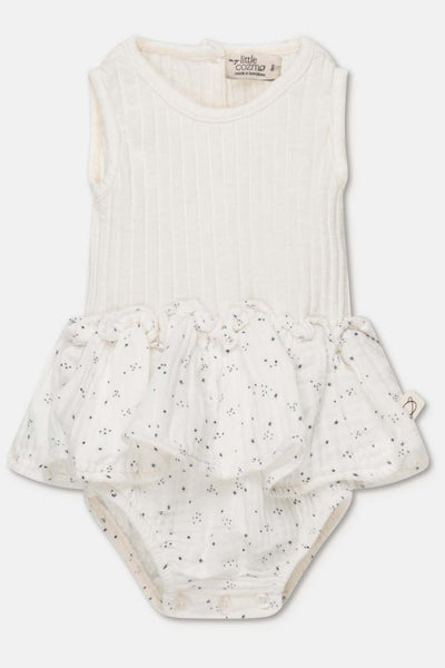 Gauze star-print baby skirt romper - Ivory - Romper