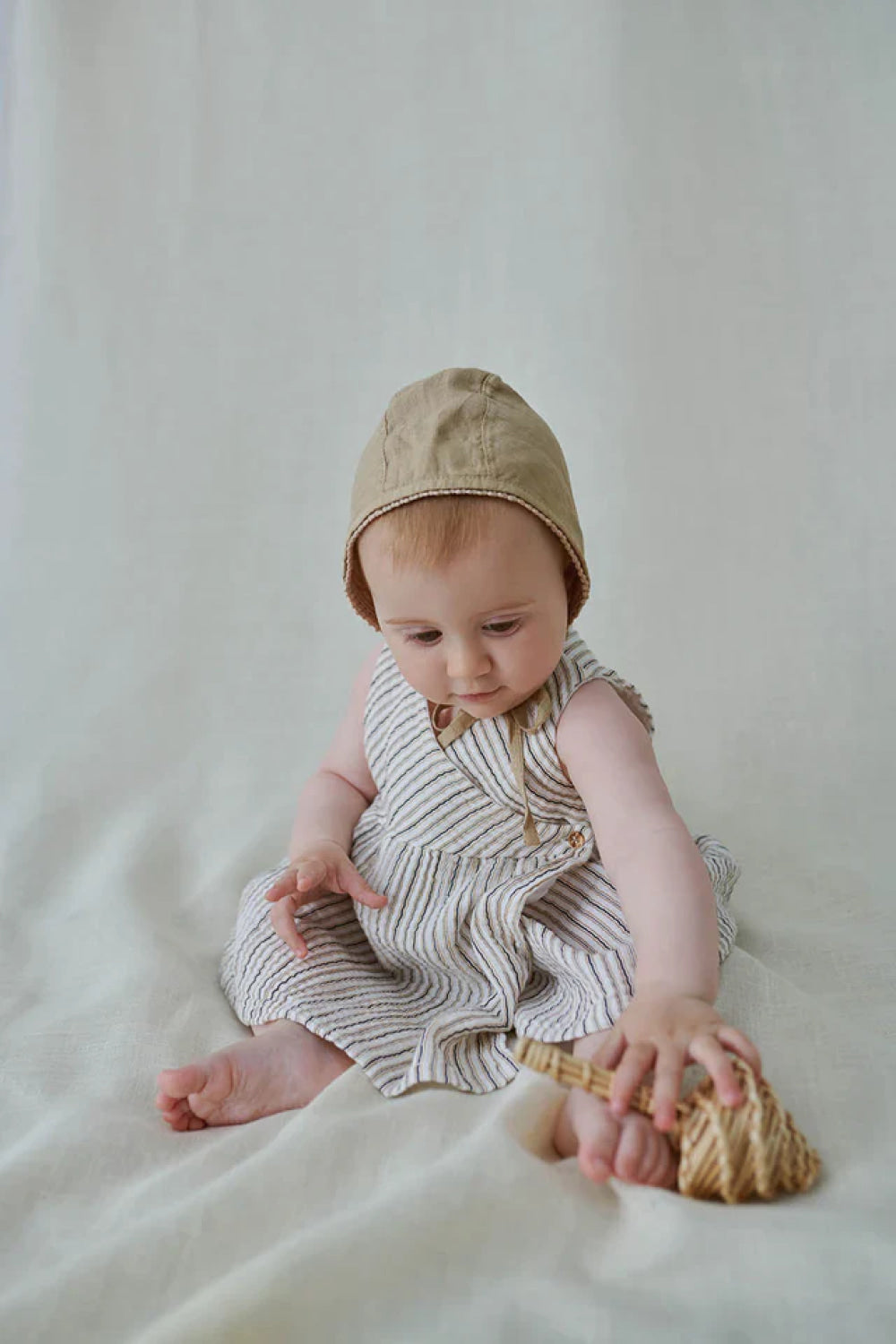 Gauze stripe wrap baby dress - Ivory - 6M - Dresses