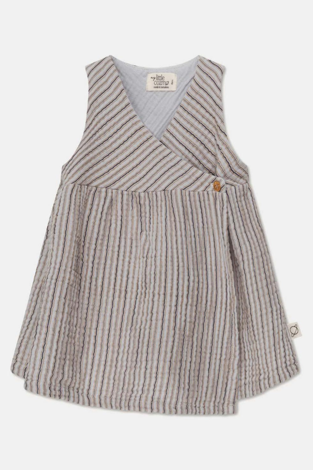Gauze stripe wrap baby dress - Soft grey - 6M - Dresses
