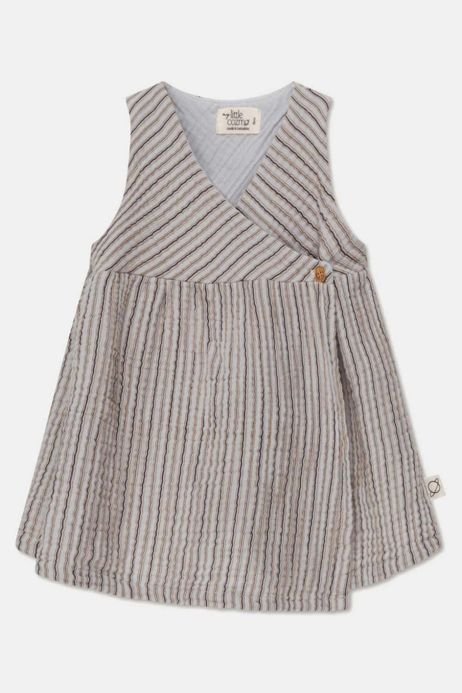 Gauze stripe wrap baby dress - Soft grey - 6M - Dresses