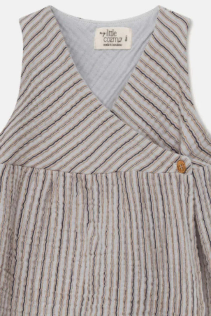 Gauze stripe wrap baby dress - Soft grey - 6M - Dresses