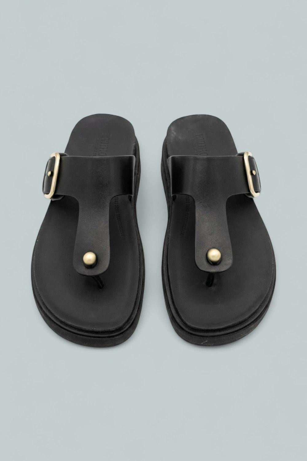 Gen-Ff Buckled Leather Sandals - Black - 8 - Sandals