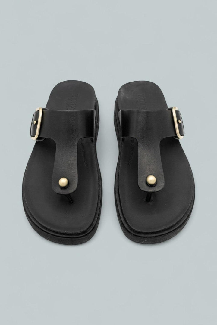 Gen-Ff Buckled Leather Sandals - Black - 8 - Sandals