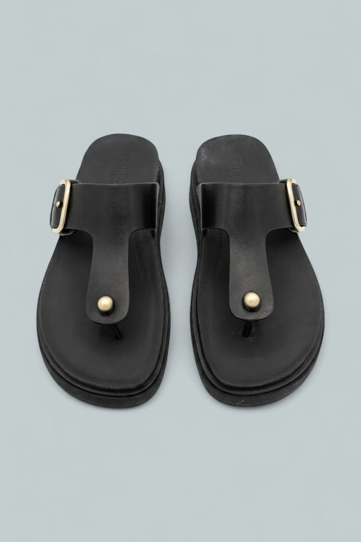 Gen-Ff Buckled Leather Sandals - Black - 8 - Sandals