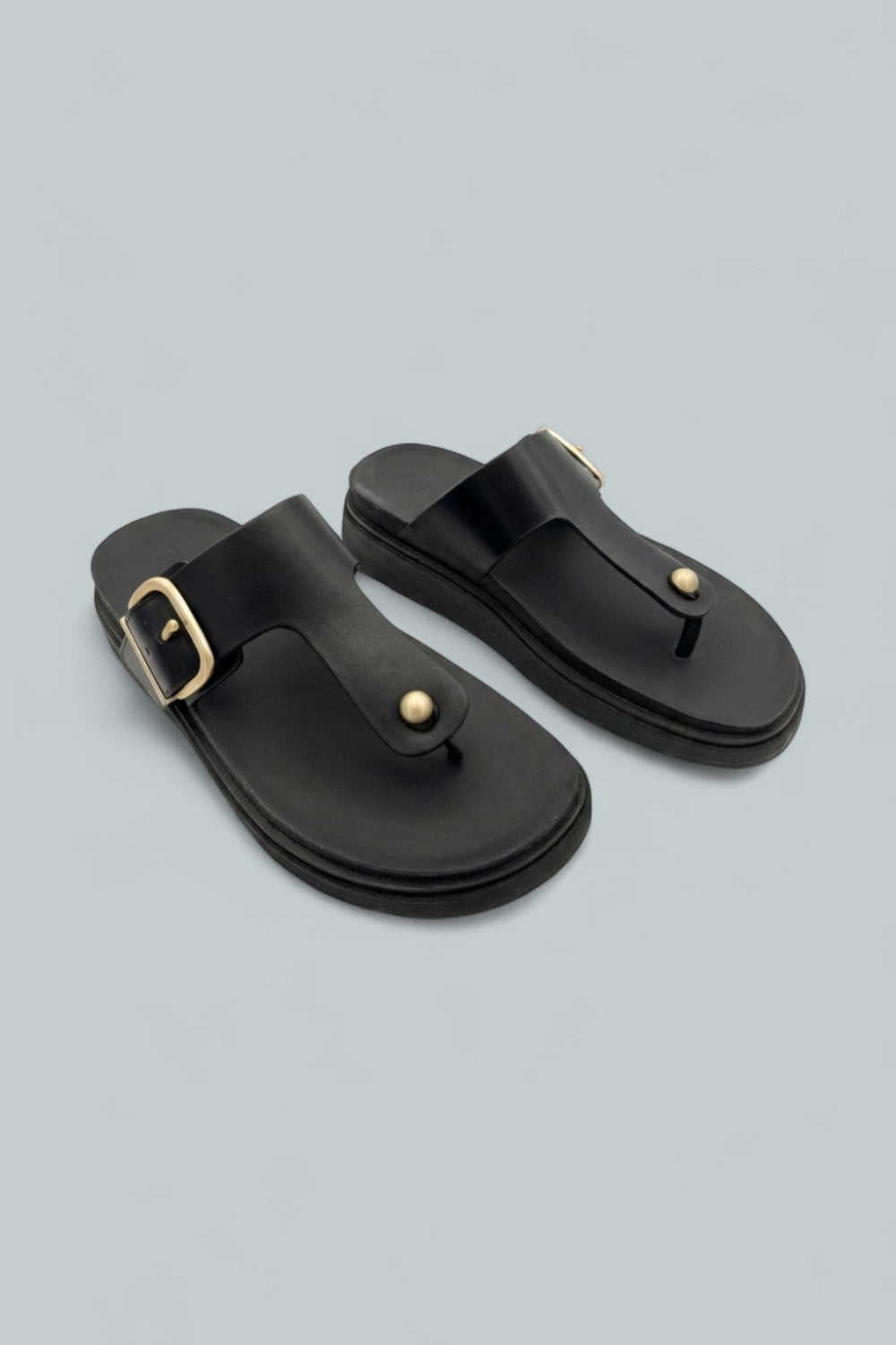 Gen-Ff Buckled Leather Sandals - Black - 8 - Sandals