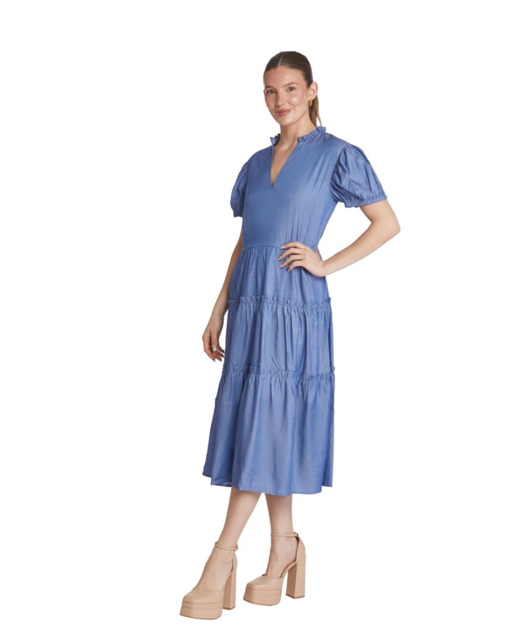 Georgette Dress - Chambray-blue - Dresses