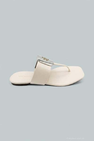 Georgia Slip On Thong Sandals - Light Cream - 6 - Sandals