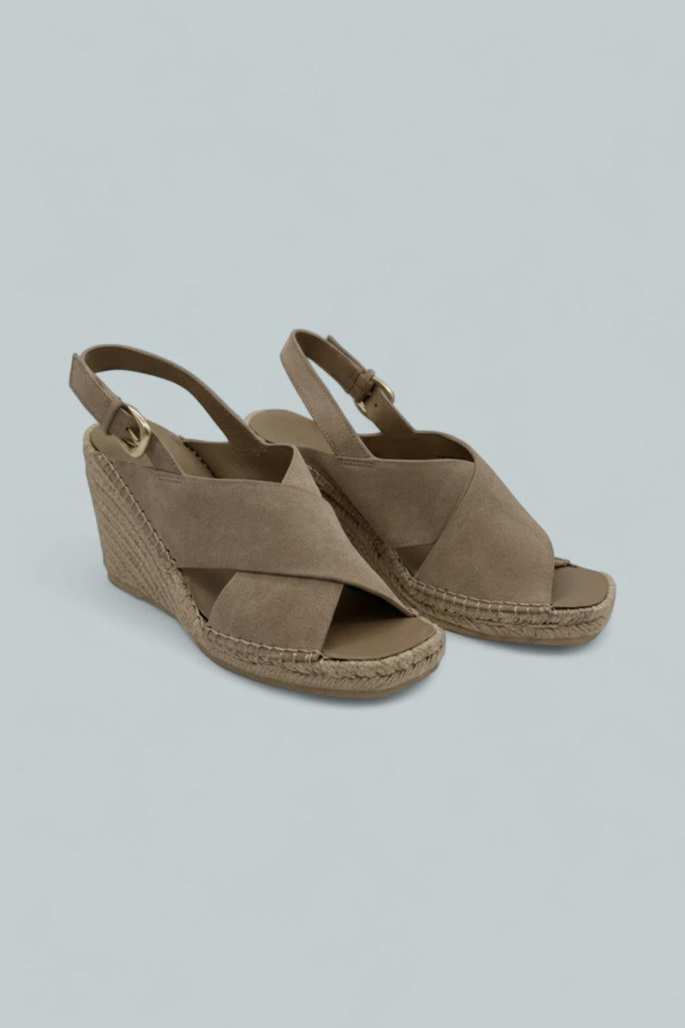 Georgia Suede Espadrille Wedge Sandals - Taupe Clay - 8 - Espadrille