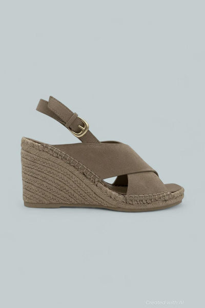 Georgia Suede Espadrille Wedge Sandals - Taupe Clay - 8 - Espadrille