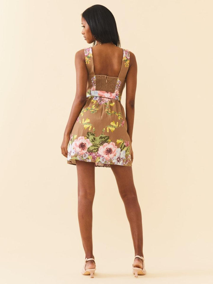 Georgie Dress - Caramel Victorian Floral - Dresses
