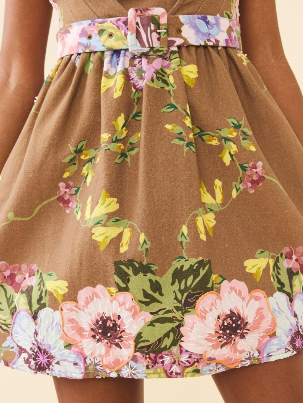 Georgie Dress - Caramel Victorian Floral - Dresses