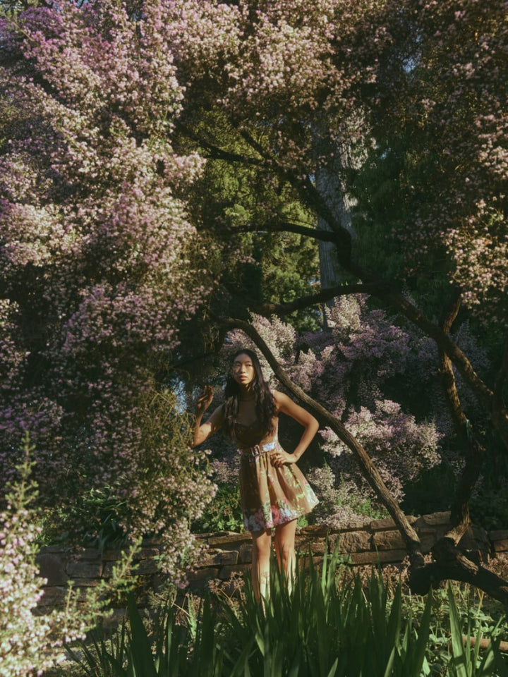 Georgie Dress - Caramel Victorian Floral - Dresses
