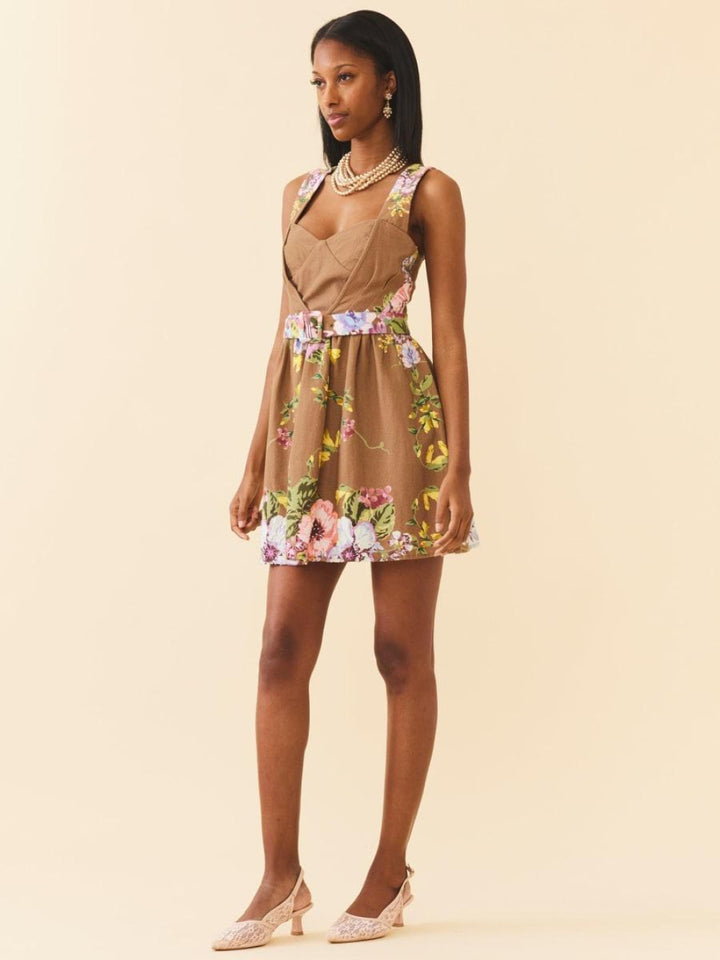 Georgie Dress - Caramel Victorian Floral - Dresses