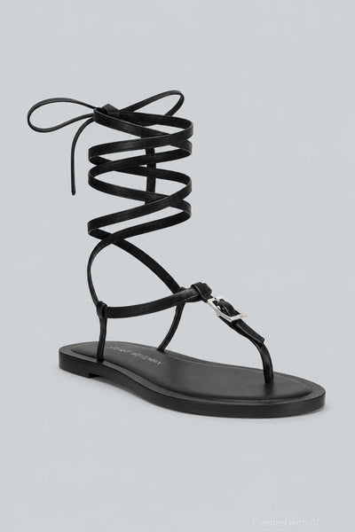 Georgie Lace Up Sandals - Black - 7.5 - Sandals