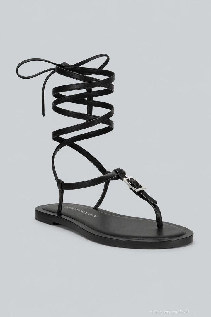 Georgie Lace Up Sandals - Black - 7.5 - Sandals