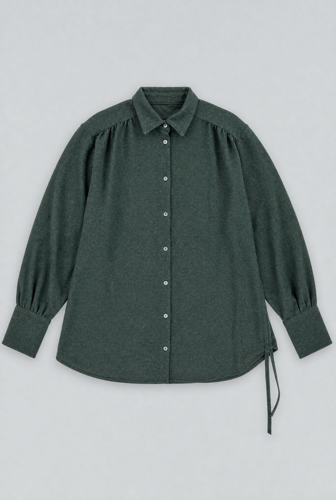 Lurex Tunic Button Up - Forest Green