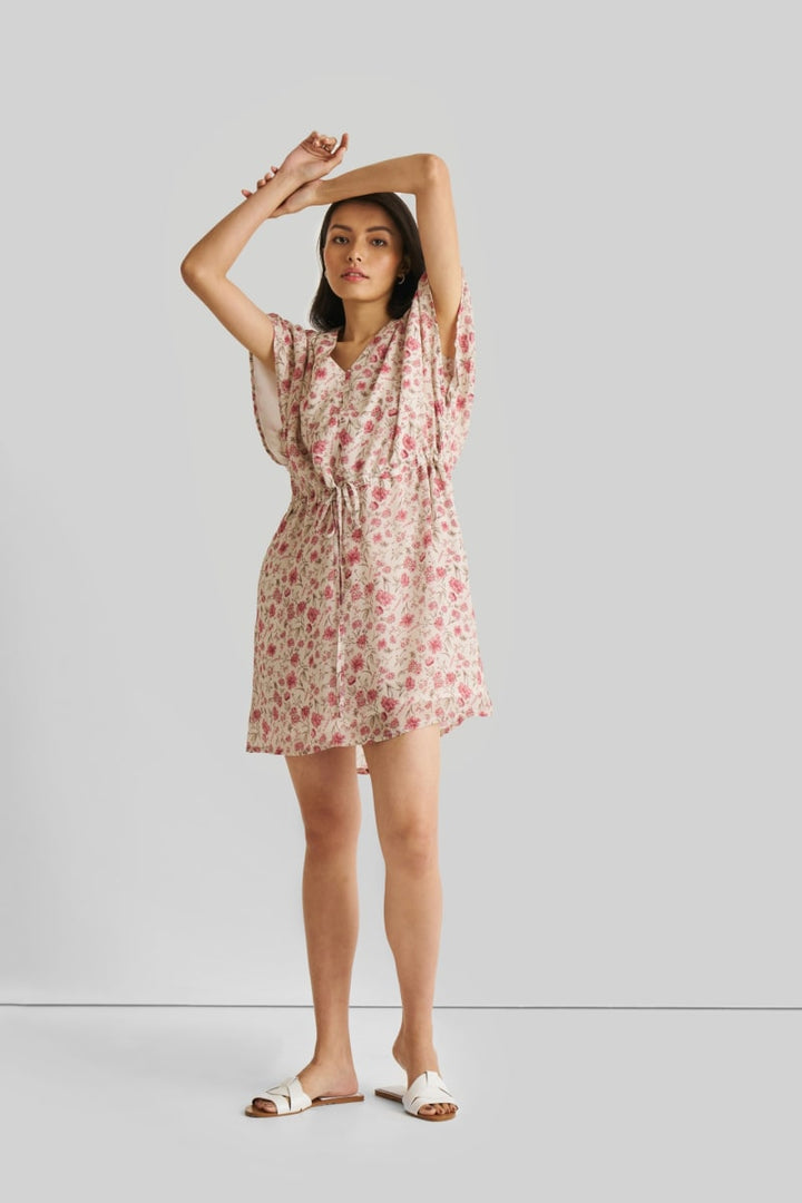 Relaxed Drawstring Dress - Petal Fusion