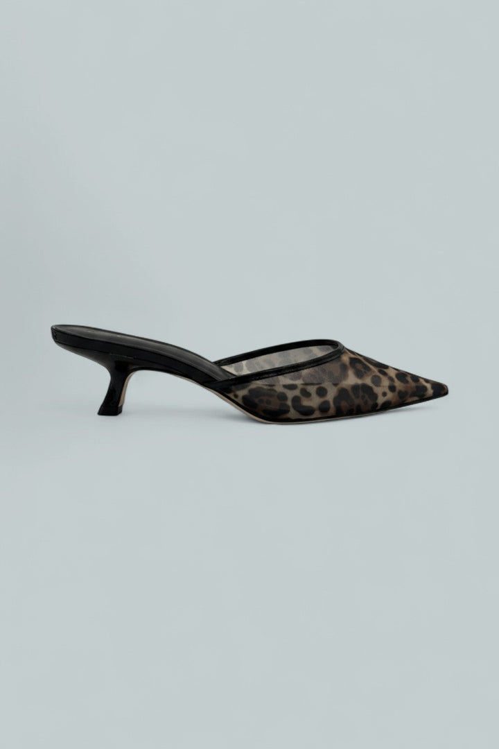 Wilda Kitten Mule - Leopard Mesh