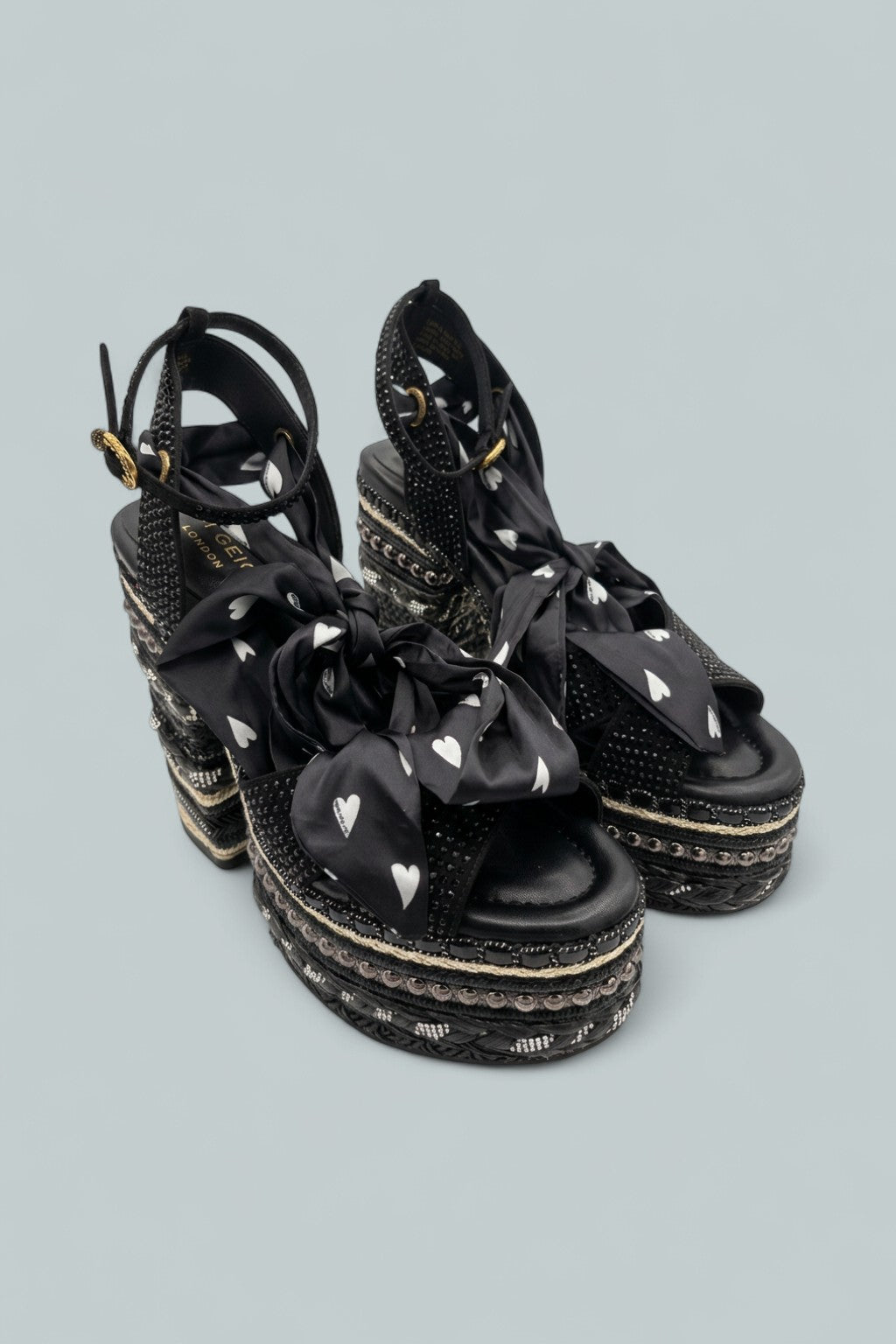 London Chelsea Scarf Platform Sandals - Charcoal