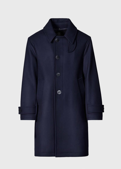 Wool Mid-Length Coat - Navy